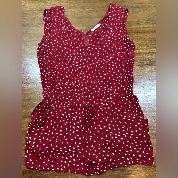 Mango Size XS Women's Red Polka Dot Romper - Picture 1 of 3